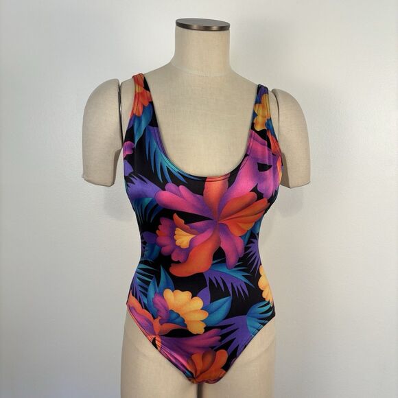 VTG Retro Gantner of California Made in USA Womens Floral One Piece Swim Suit - Picture 1 of 8